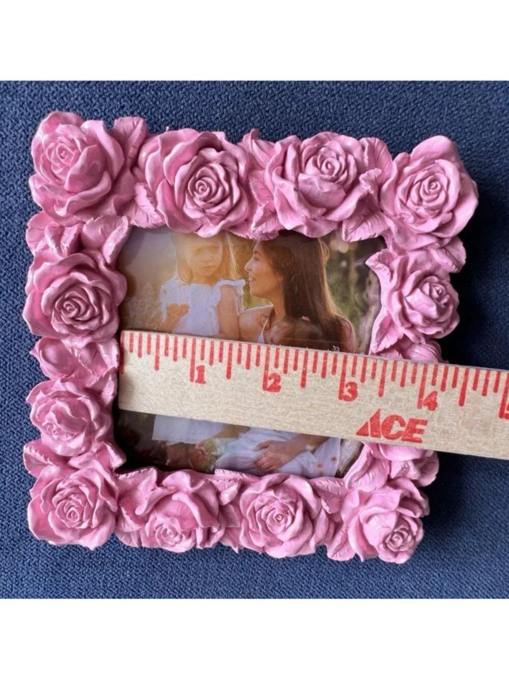 Shabby Chic PINK Roses 4x 4 Photo Frame Picture Holder Beekman Home Pretty